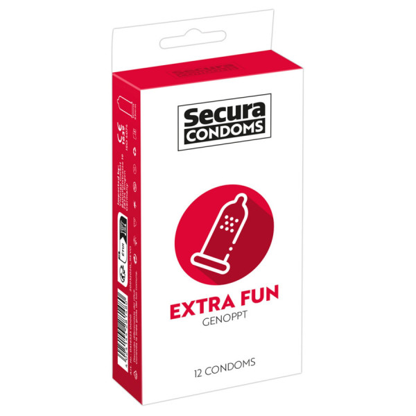 Préservatifs lubrifiés avec picots en latex x12 avec réservoir Extra Fun 53 mm 